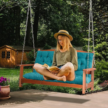 Replacement Cushions for Outdoor Swing, Outdoor Cushions for Patio Furniture with Backrest, Waterproof Thicken 4" porch swing cushions, for Outdoor Patio Garden Furniture(Lake blue 40 * 47 in)