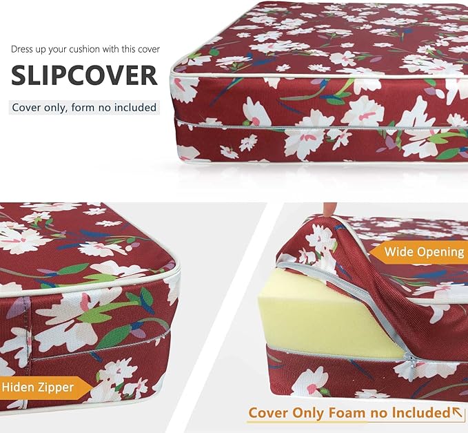 Porch Shield Patio Chair Seat Cushion Covers Set 4, Outdoor Waterproof Fade Resistant Cushion Slipcovers, Replacement Covers Only, 23 x 23 x 4 Inch