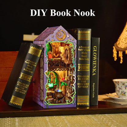 Book Nook Kit for Halloween Decorations, DIY Miniature House Kit, 3D Puzzle Halloween Decor for Adults and Teens, Dollhouse Booknook to Build Sacry Home Décor