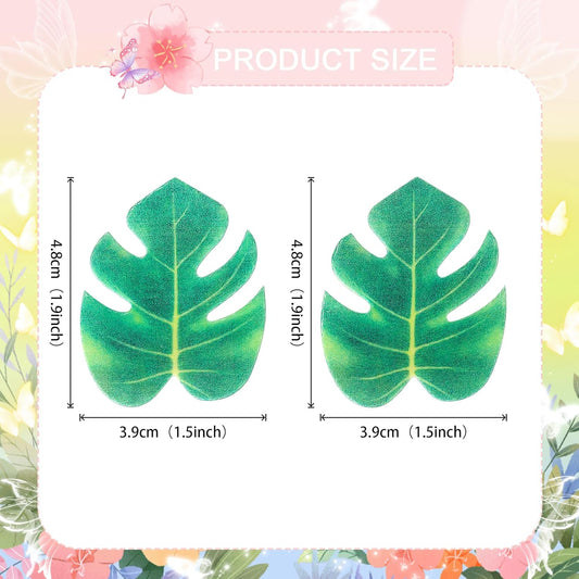 48 PCS Edible Tropical Turtle Leaves Cupcake Toppers Edible Wafer Paper Leaf Cupcake Picks Palm Leaves Cake Decorations For Hawaii Theme Baby Shower Birthday Jungle Party Cake Decoration Supplies