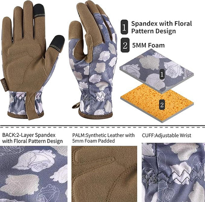 Gardening Gloves for Women and Men, Garden Gloves with Touch Screen, Thorn Proof Puncture Resistant Working Gloves, Gardening Gifts for Women, Size Medium