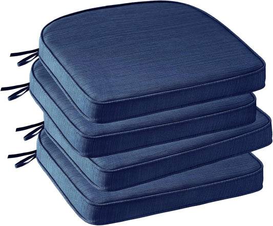Outdoor Round Corner Seat Cushion, 17"x16"x2", Set of 4, Non Slip Seat Cushion Pads with Removable Cover for Patio Furniture, Garden Yard Lawn, Navy