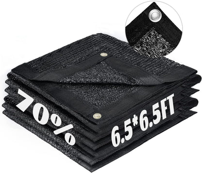 LOVE STORY 6.5x6.5FT 70% Black Shade Cloth Sun Shade Net with Grommets Sunblock Net Mesh Tarp for Garden,Plants Cover,Greenhouse and Patio