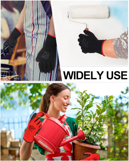 Nuogo 48 Pairs Gardening Gloves for Men Women Rubber Coated Safety Work Gloves Bulk for Gardening Construction Work