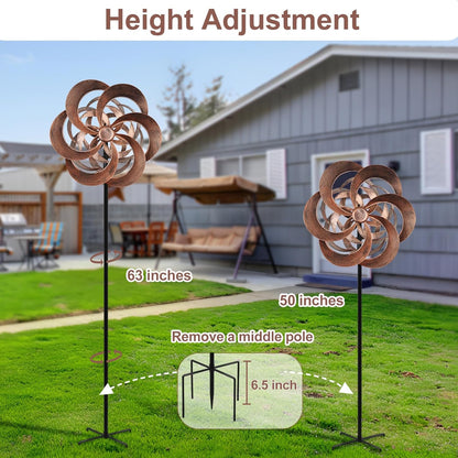 Garden Wind Spinners Outdoor Metal, Copper Kinetic Wind Sculptures & Spinner Yard Art for Outdoor Patio Lawn Decoration