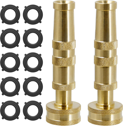 Biswing Brass Hose Nozzles, Heavy-Duty Brass Adjustable Twist Hose Nozzle, 2 Pack (4"), VI3432