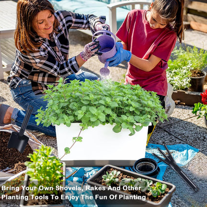 Window Box Planter 6 Pcs, 17 Inches Rectangle Flower Pots with Drainage Holes and Trays, Vegetable Planters for Windowsill Patio Garden Balcony Home Porch Yard Indoor Outdoor (Grey, 17*7.4*7.8 inch)