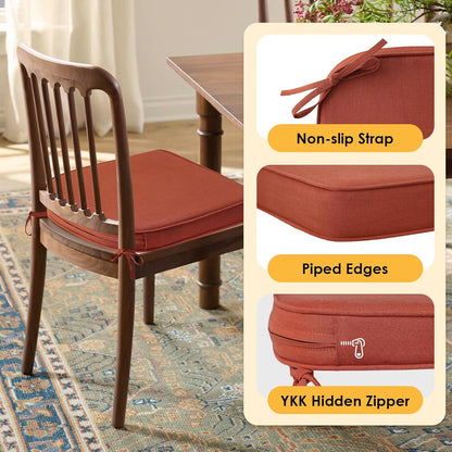 Outdoor Sunbrella Round Corner Seat Cushion, 17"x16"x2", Set of 4, Non Slip Seat Cushion Pads with Removable Cover for Patio Furniture, Garden Yard Lawn, Spectrum Grenadine