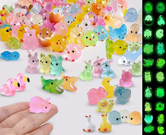 100 Pcs Luminous Mini Resin Animals, Glow in The Dark Tiny Ducks for Miniature Garden, Fairy Garden, Fish Tank and Home Décor