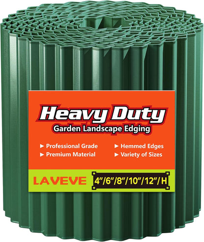 LAVEVE Corrugated Metal Garden Edging 8" x 20Ft, Landscape Edging Border for Lawn, Flower Bed, Garden Fence, Paver Edging (Green)