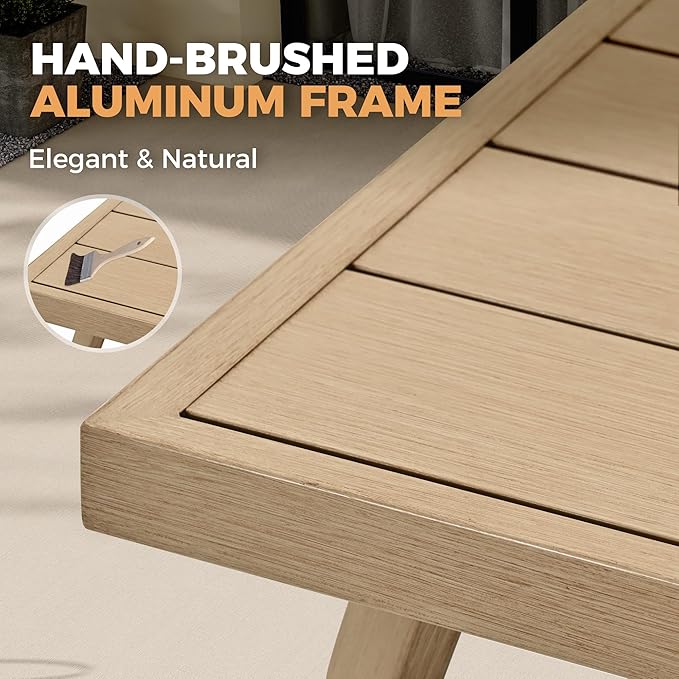 HAPPATIO Aluminum 9 Piece Patio Dining Set - Aluminum Outdoor Dining Set for 8, Patio Dining Table and Chairs Set, Patio Furniture with Table and Chairs (Beige)