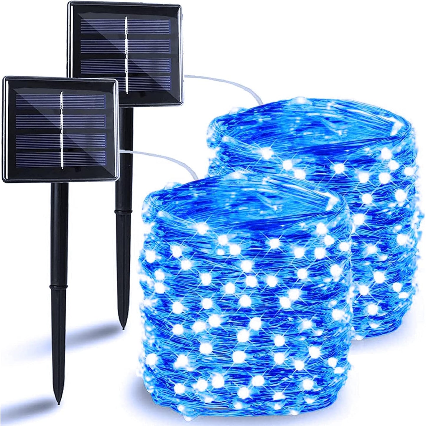 Solar String Lights Outdoor, 2-Pack 144FT 400 LED Solar Christmas Twinkle Lights Outside Waterproof Copper Wire 8 Modes Solar Fairy Lights for Garden Tree Party Birthday Christmas Decor (Blue)