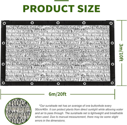90% Aluminum Shade Cloth for Cars- Reflective Aluminium Shade Netting Sun Shade Cover with Grommets for Cars, Dogs, Outdoor, RV, Patio(Silver)