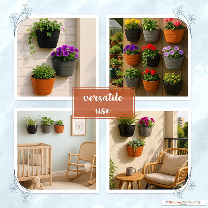 Terracotta Wall Planter – Self-Watering Hanging Garden Planter Indoor & Outdoor, 12 Inch Pot with Planter Grid for Flowers, Vegetables & Herbs – UV-Resistant, BPA-Free