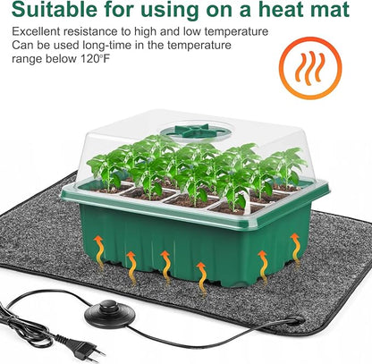 12 Pack Seed Starter Tray Seed Starter Kit (144 Cells Total Tray) with Humidity Adjustable Dome, for Seeds Growing Starting Plant Germination Trays, Mini Green House Germination Trays.