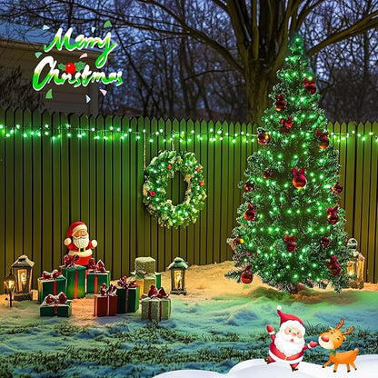 JMEXSUSS 2 Pack Green Christmas Lights, Total 400 LED 151FT Green Solar Lights Outdoor Waterproof, 8 Modes Solar String Light for Outside Patio Yard Tree Christmas Decorations