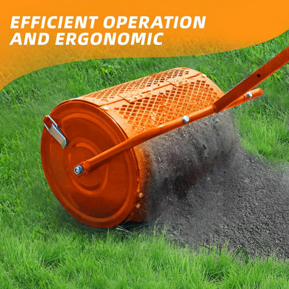 Heavy-Duty Compost Spreader for Lawn,Peat Moss Spreader,Fertilizer Spreader Roller with Adjustable Handle,Manure Spreaders for for Lawn Top Dressing,Seedling,Top Soil,Heavy Duty Metal Mesh Lawn Roller