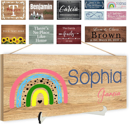 Custom Wood Sign Prsonalized Text Business Home Decor, Personalized Rustic Plaque Board Hanging Wooden Name Sign for Wall Art, Customized Signs Plank Decoration Gifts for Wedding Family Farmhouse Kitchen, Rectangle