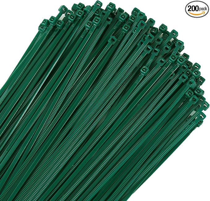 6 inch 3mm Dark Green Nylon Garden Cable Zip Ties Self Locking Cable Ties Twist Ties, Multi-Purpose Cable Tie (200 Pcs) Decoration Tie Wraps for Christmas Tree