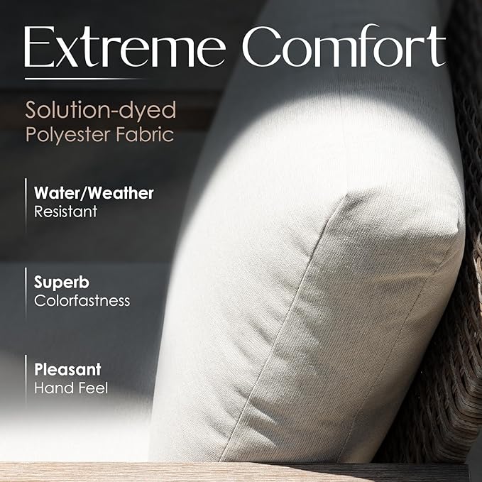 IDZO Olivier Eucalyptus Outdoor Club Chairs Set of 2, 400lbs Heavy Duty Wood Patio Furniture Set, Ergonomic Slanted Backrest Design, 4.5in Thick Cushion