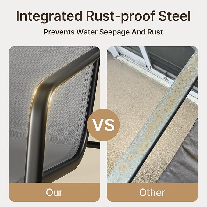 Gizoon Patio Chairs Set of 2, 3 Piece Patio Furniture Set, Bistro Sets,with Textilene Fabric, Metal Frame Coffee Table, Outdoor Chairs Set, for Balcony, Backyard,Lawn, Garden, Poolside, Grey