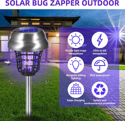 2025 Solar Bug Zapper Outdoor, Mosquito Killer Gnat Zapper, Waterproof Fly Traps for Bug Fly Gnat Small Flying Insect, Mosquito Repellent for Patio Yard Garden Farm(4Pack)