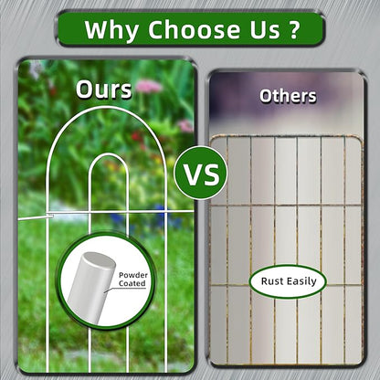 Decorative White Garden Border Fence 32inX20ft Rustproof Landscape Metal Edging Patio Decor Yard Fencing Patio Flower Bed Garden Fencing for Outdoor