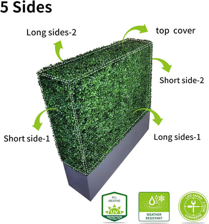 AGPL Artificial Hedge Wall (38" Width* 12" Deep* 48" Height) with Dark Gray Stainless Steel Planter Box (48.0)