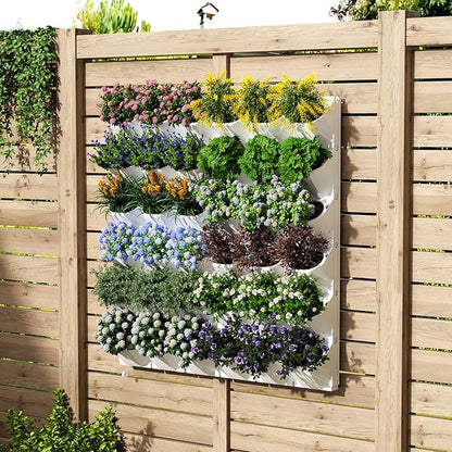 Self-Watering Wall-Mounted Vertical Planter, 36 Pots Wall Planter Indoor Vertical Living Green PlantWall Easy Installation 45''x39'' x5'' (White, 45X39 Inch 36Pcs)