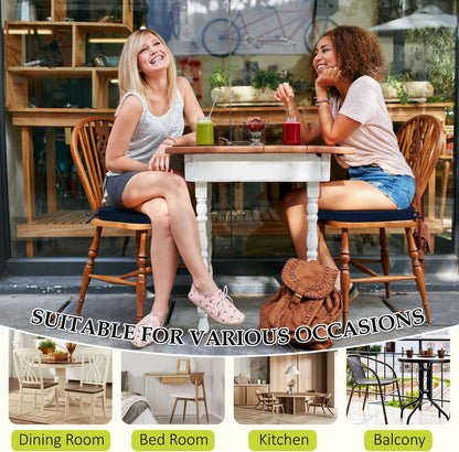 Chair Cushions for Dining Chairs, Indoor Chair Cushions with Ties，Waterproof Chair Pads Set of 6, Navy Blue, 17x16x2.5 Inch