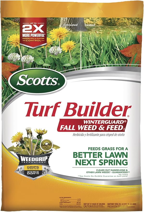 Scotts Turf Builder WinterGuard Fall Weed & Feed3, Weed Killer Plus Fall Fertilizer, 5,000 sq. ft., 14.29 lbs.