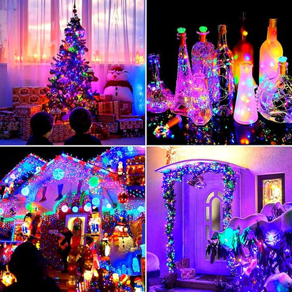 Brightever Outdoor Solar String Lights Waterproof, 2-Pack Total 80FT 200LED Solar Fairy Lights for Outside with 8 Lighting Modes, Solar Twinkle Lights for Yard, Christmas, Party (Multicolor)