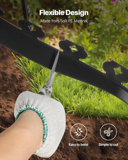 VEVOR Landscape Edging, 100 ft x 1.5 in Plastic Garden Border Edging with 120 Spikes, No Dig, Flexible Lawn Edgings Roll, UV-Resistant Mini Fence Borders Pathway Edgings for Flower Beds Yard Paver