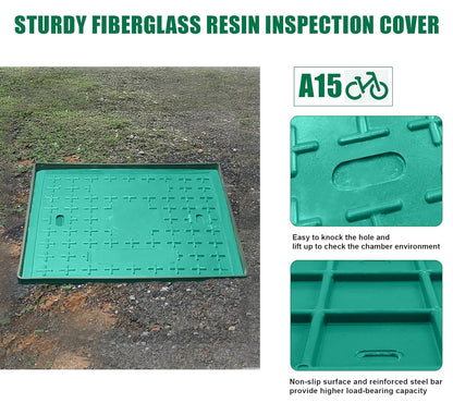 24x24x24in Underground Splice Boxes W/FRP Inspection Cover Large Enclosure Box Bucket Polyethylene Distribution Pull Access Electrical Junction Drillable Tapered Wiring Box for Cable