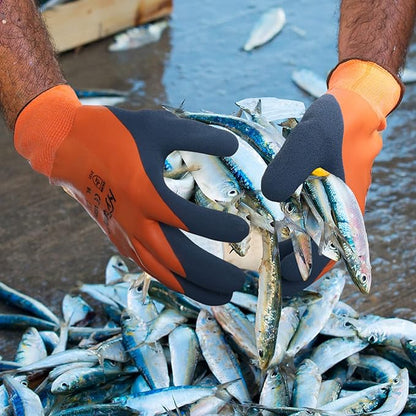 Waterproof Work Gloves for Men and Women, Hycool Thermal Insulated Freezer Rubber Coated Gloves,Super Grip L6201