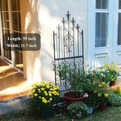 Trellis 59" H x 21.6" W Iron Unique Design Metal Trellis Durable Construction Lattice Outdoor Roses Vine Ivy Clematis Trellises Climbing Plant Support Black Coating Black