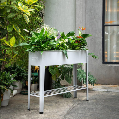 Metal Raised Garden Bed,Raised Planter Box with Legs,Herbs and Vegetables Planter Suitable for Outdoor Patio Deck and Porch (Gray)