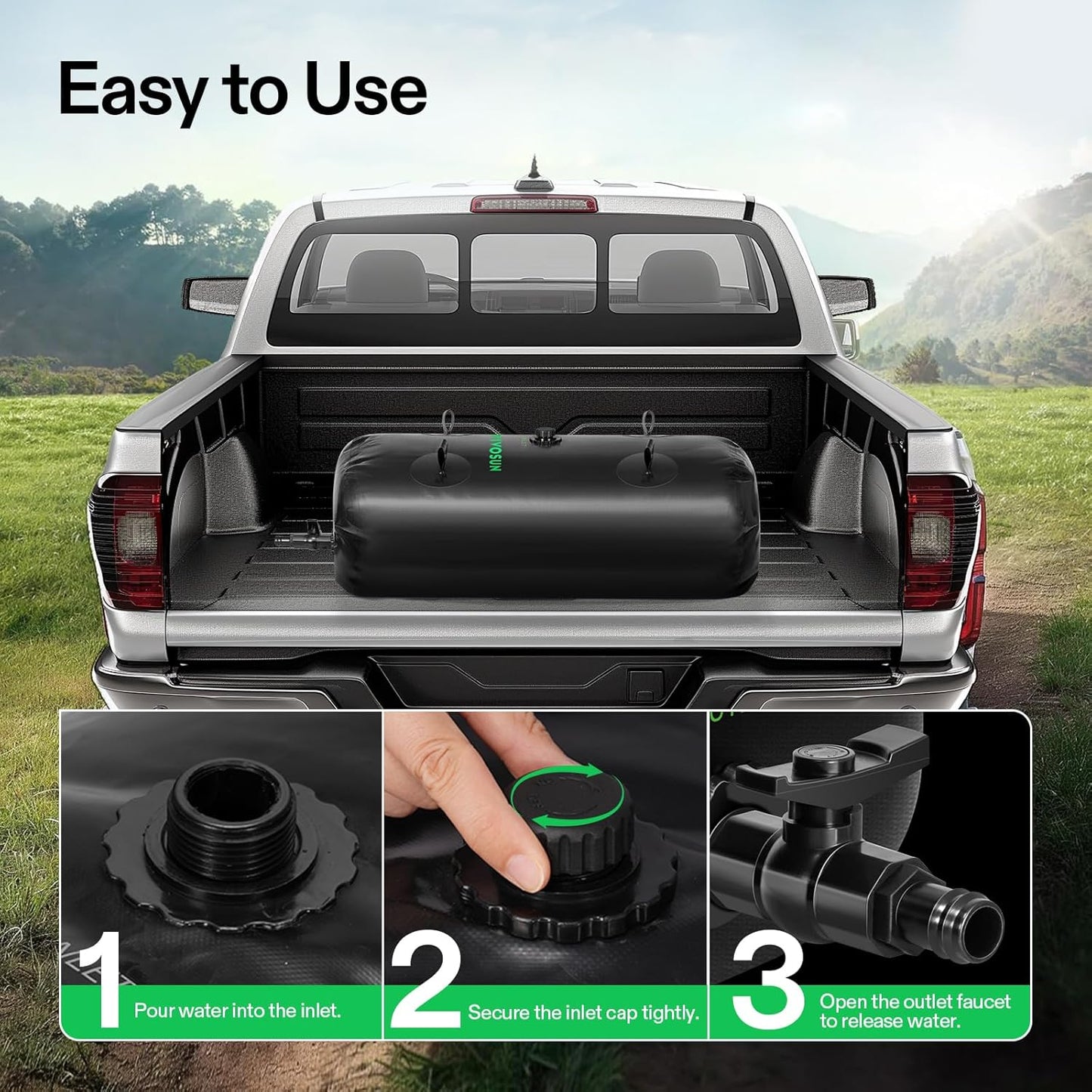 VIVOSUN 400 L/106 Gal Water Bladder, Foldable and Portable Water Storage Bag for RV, Camping, Garden Watering, Agricultural Irrigation, Drought Resistance, Firefighting