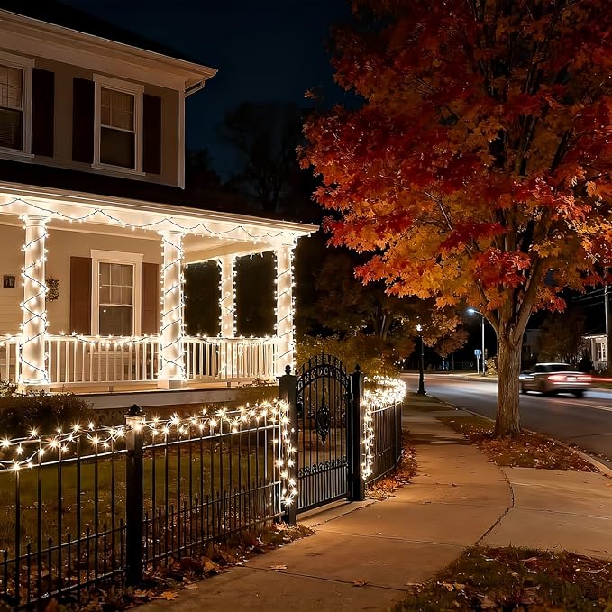 100 LED Warm White Christmas Lights, Commercial Grade Green Wire String Lights 35 Ft, for Indoor Outdoor House, Garden, Patio.