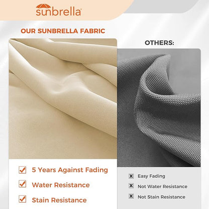 Grand patio 10X10 FT Sunbrella Offset Umbrella with Base Outdoor Square Aluminum Hanging Cantilever Umbrella with Easy Tilt Adjustment (Flax, 10X10 FT-SUNBRELLA)