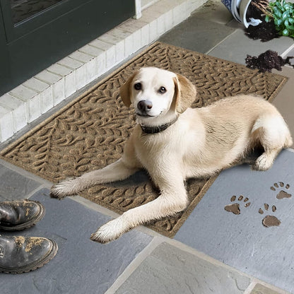WaterHog Indoor/Outdoor Door Mat, 2' x 3' Made in USA, Durable & Skid-Resistant Front Door Rug, Decorative, Water-Trapping & Heavy-Duty Entryway Floor Mat For Your Home, Boxwood Collection Khaki/Camel