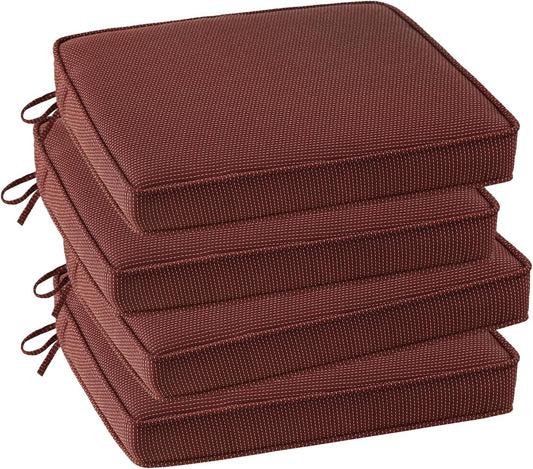 Outdoor Square Corner Seat Cushion, 19"x19"x3", Set of 4, Non Slip Seat Cushion Pads with Removable Cover for Patio Furniture, Garden Yard Lawn, Tan Dotted Red Base
