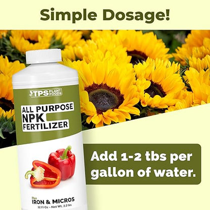 All Purpose NPK Fertilizer, Complete NPK Liquid Plant Food for All Plants, 32 oz (1 Quart)