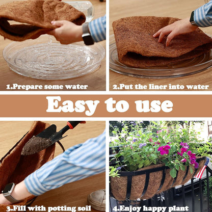 3 Pack Trough Coco Liner 36 Inch Hanging Basket Liners 100% Natural Coconut Husk Liners for Planters Window Box Planter Inserts for Large Pots Trough Planters Outdoor Garden Decoration