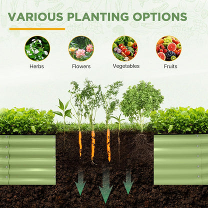 EAGLE PEAK 17'' Tall Outdoor Galvanized Raised Garden Bed Planter, Planter Boxes for Outdoor Plants, Vegetables, Flowers, and Herbs 6 in 1 Modular Design, Olive Green