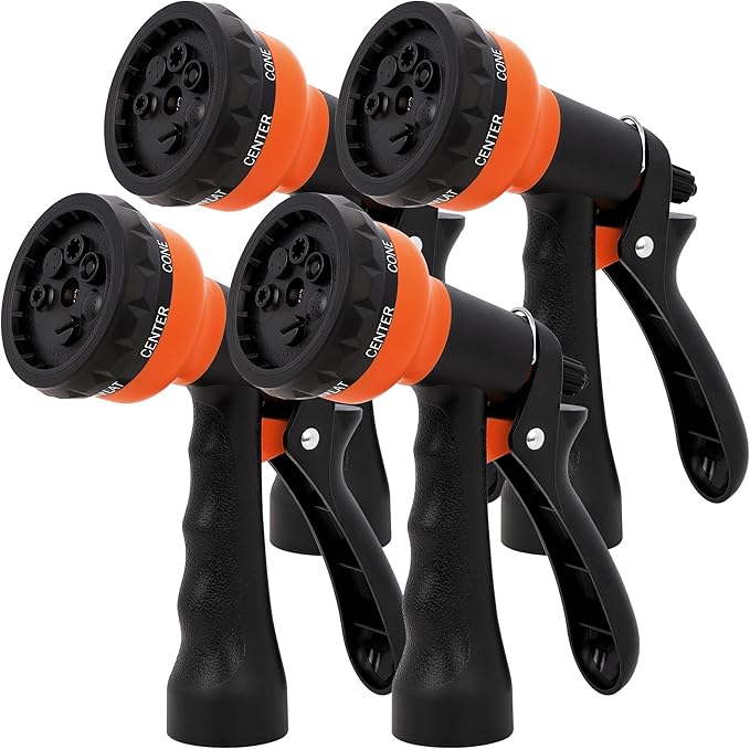 NEXCOVER Hose Nozzle 4PK, Garden Hose Nozzle with 7 Adjustable Watering Patterns, ABS Hose Nozzle Sprayer, Non-Slip Water Spray Nozzle for Watering Plants & Lawns, Cleaning, Washing Pets & Cars