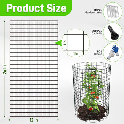 16pcs Plant Protectors from Animals, 24"x 12" Wire Plant Protector, Wire Cages for Plants with Stakes and Cable Ties, Metal Plant Cages for Plants, Vegetables, Flowers