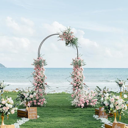 Garden Arch Arbor Trellis with Planter Boxes 8.2 Ft Metal Arch Trellis for Climbing Plants Outdoor, Wedding Arches Backdrop Stand for Ceremony, Halloween, Christmas, Decorations Pergola, Black