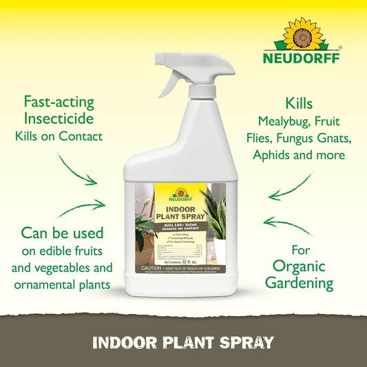 Indoor Plant Spray for House Plants & Greenhouse, Kills Spider Mites, and Scale and 100+ Listed Insects on Contact for Organic Gardening, Contact Insecticide, Ovicide (32 oz)