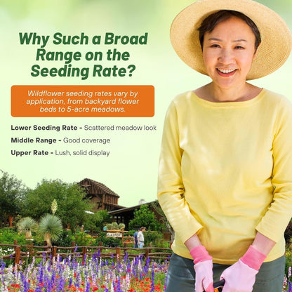 Outsidepride Texas & Oklahoma Wildflower Seed Mix - 5 lbs. Drought-Tolerant, Blend of Annual & Perennial Flower Seeds for Vibrant, Pollinator-Friendly Gardens, Thrives in Full Sun & Well-Drained Soil